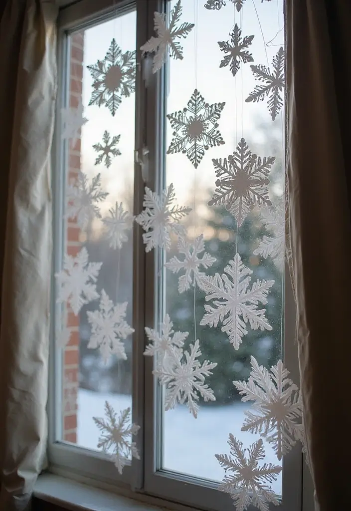 25 Christmas Decor Ideas: DIY Dollar Tree Projects to Try - 11. Snowflake Window Decor