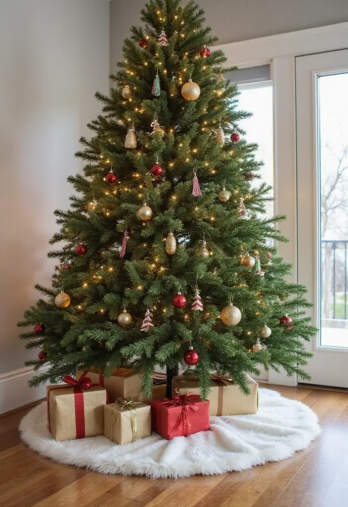 25 Christmas Decor Ideas: DIY Dollar Tree Projects to Try - 20. Faux Fur Tree Skirt