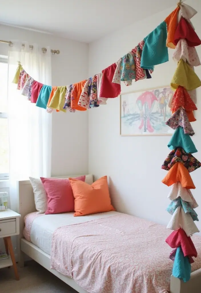25 Cute Crafts for Teenagers DIY Room Decor Full of Personality - 22. Fabric Scrap Garlands