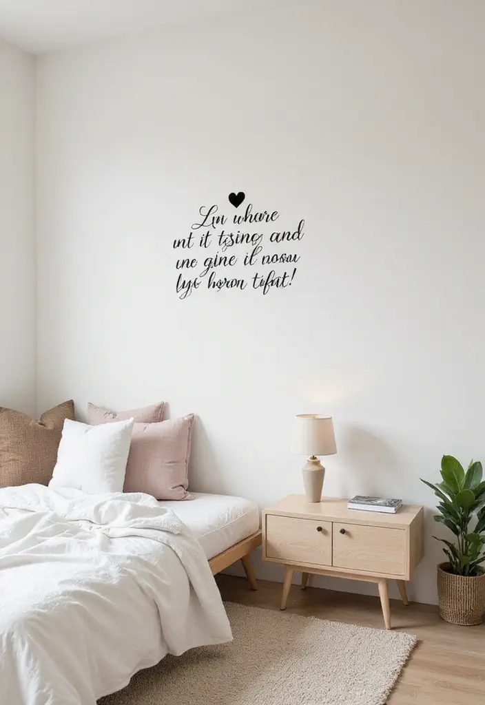 25 DIY Bedroom Decor for Small Rooms That Feel Spacious - 17. Vinyl Wall Decals for Easy Art