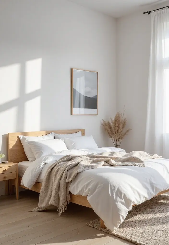 25 DIY Bedroom Decor for Small Rooms That Feel Spacious - 22. Scandi-Inspired Simplistic Decor