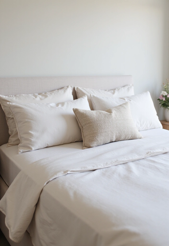 25 DIY Bedroom Decor for Small Rooms That Feel Spacious - 3. Light-Colored Bedding to Brighten Up