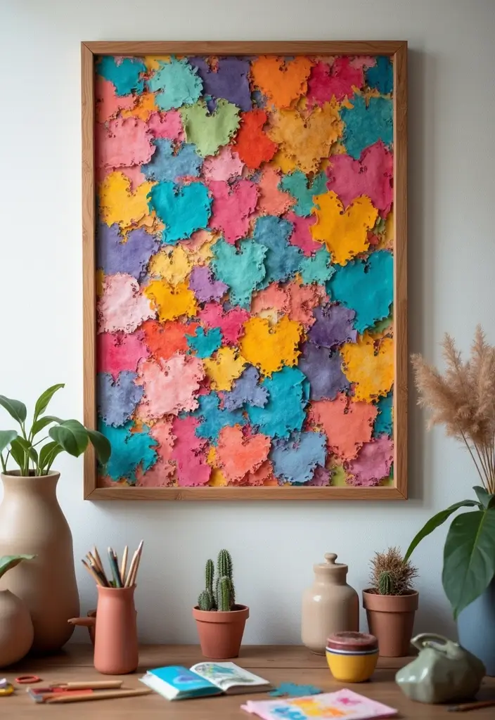 25 DIY Craft Room Decor Wall Art Ideas to Inspire Creativity - 6. Upcycled Scrap Paper Art