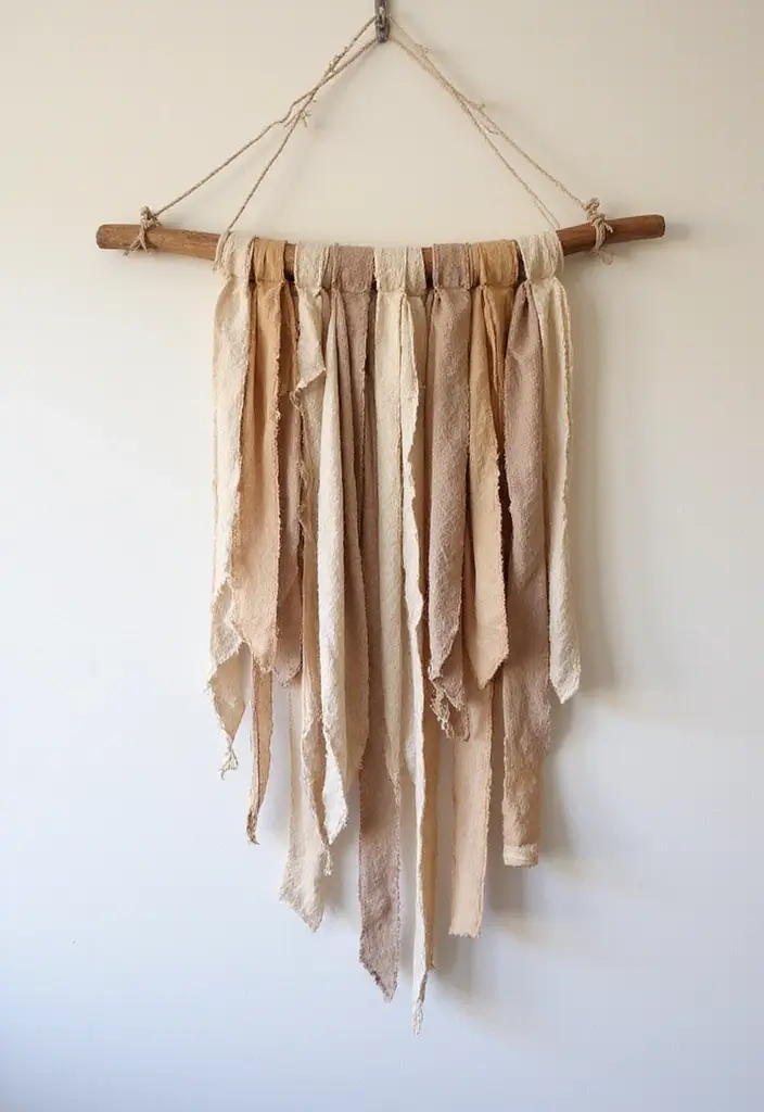 25 DIY Crafts for Home Decor Wall Art You’ll Love Making - 11. Upcycled Fabric Wall Hanging