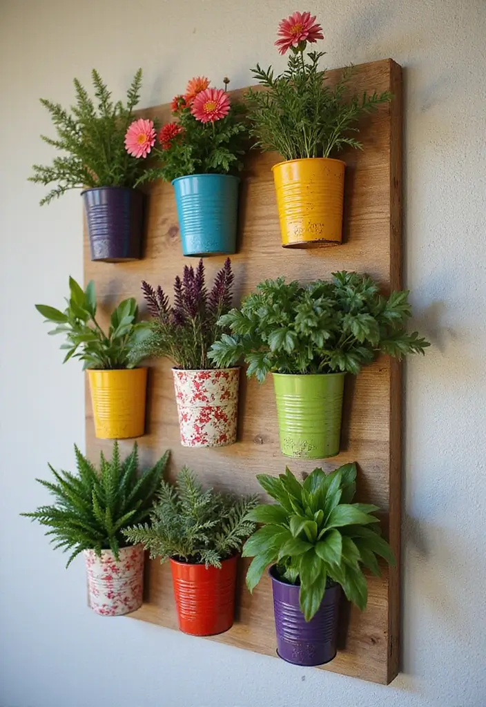 25 DIY Crafts for Home Decor Wall Art You’ll Love Making - 5. Upcycled Tin Can Wall Planters