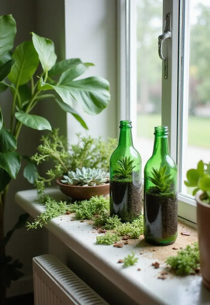 25 DIY Glass Bottle Crafts Ideas Home Decor for a Chic Look - 14. Upcycled Glass Bottle Planters