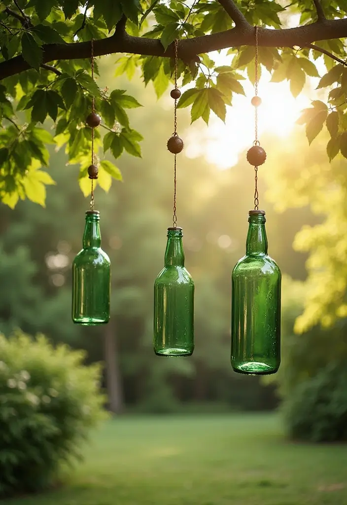25 DIY Glass Bottle Crafts Ideas Home Decor for a Chic Look - 22. Glass Bottle Wind Chimes