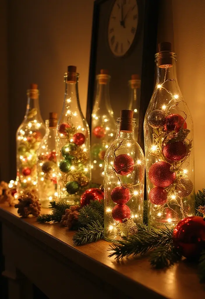 25 DIY Glass Bottle Crafts Ideas Home Decor for a Chic Look - 23. Charming Holiday Decor