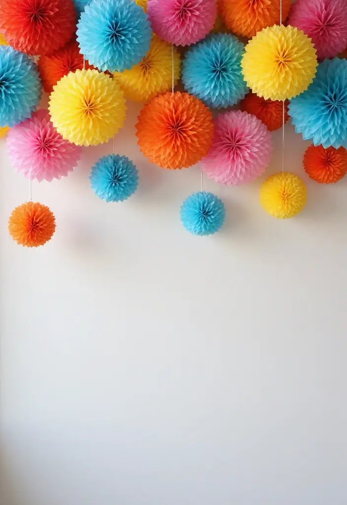 25 DIY Paper Crafts Decoration Wall Art Home Decor Made Simple - 12. Paper Pom Poms