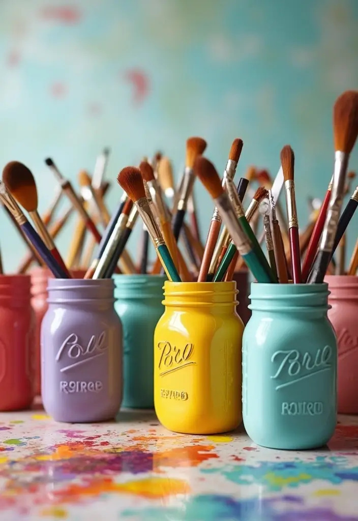 25 DIY Room Decor for Teens Aesthetic Ideas That Are Totally Viral - 7. Painted Mason Jars for Storage