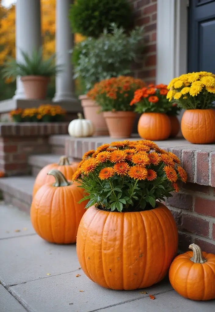 25 Fall Front Porch Decor Ideas Easy DIY Projects for Warm Welcomes - 1. Pumpkin Planters