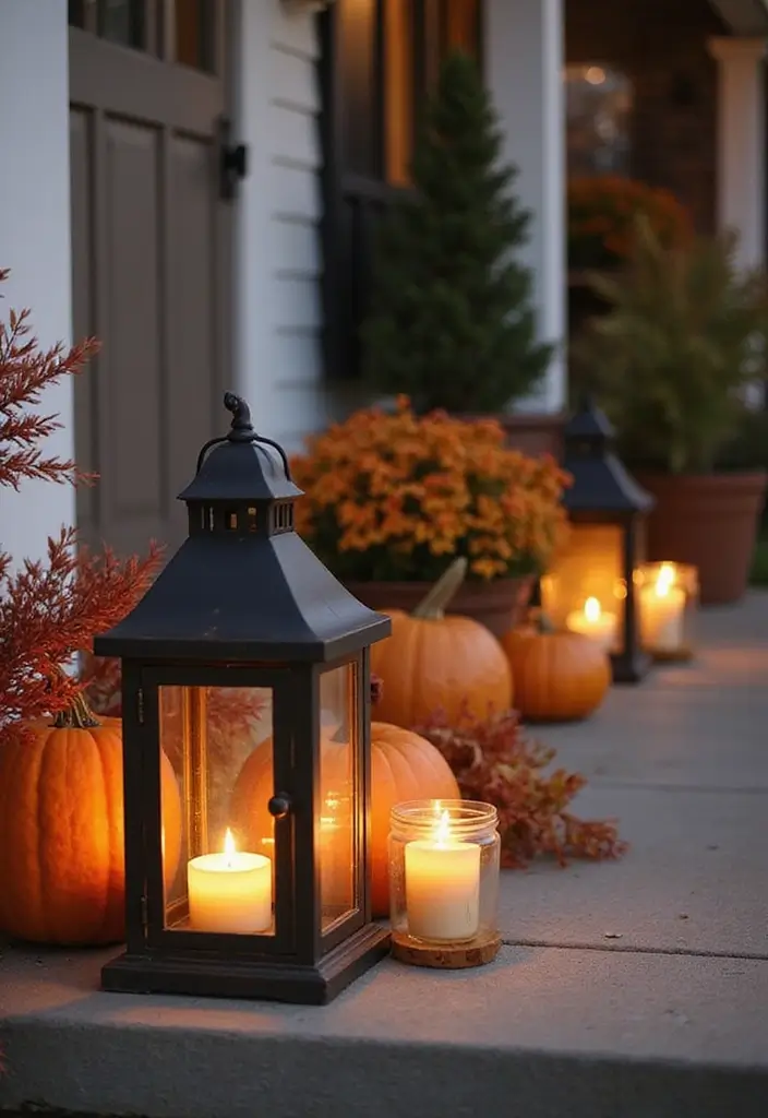25 Fall Front Porch Decor Ideas Easy DIY Projects for Warm Welcomes - 10. Rustic Lanterns
