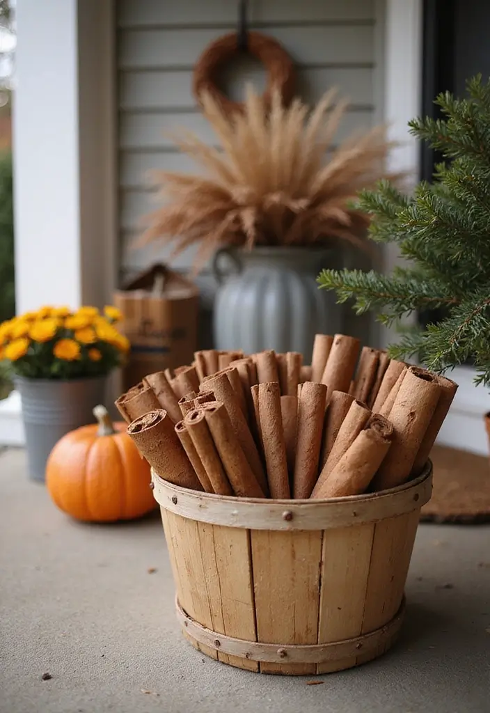 25 Fall Front Porch Decor Ideas Easy DIY Projects for Warm Welcomes - 15. Cinnamon Stick Bundles