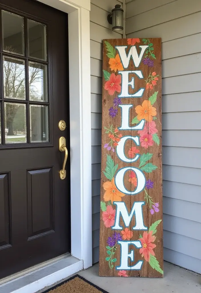 25 Front Door Christmas Decor Ideas DIY That Welcome Joy - 13. Hand-Painted Welcome Sign