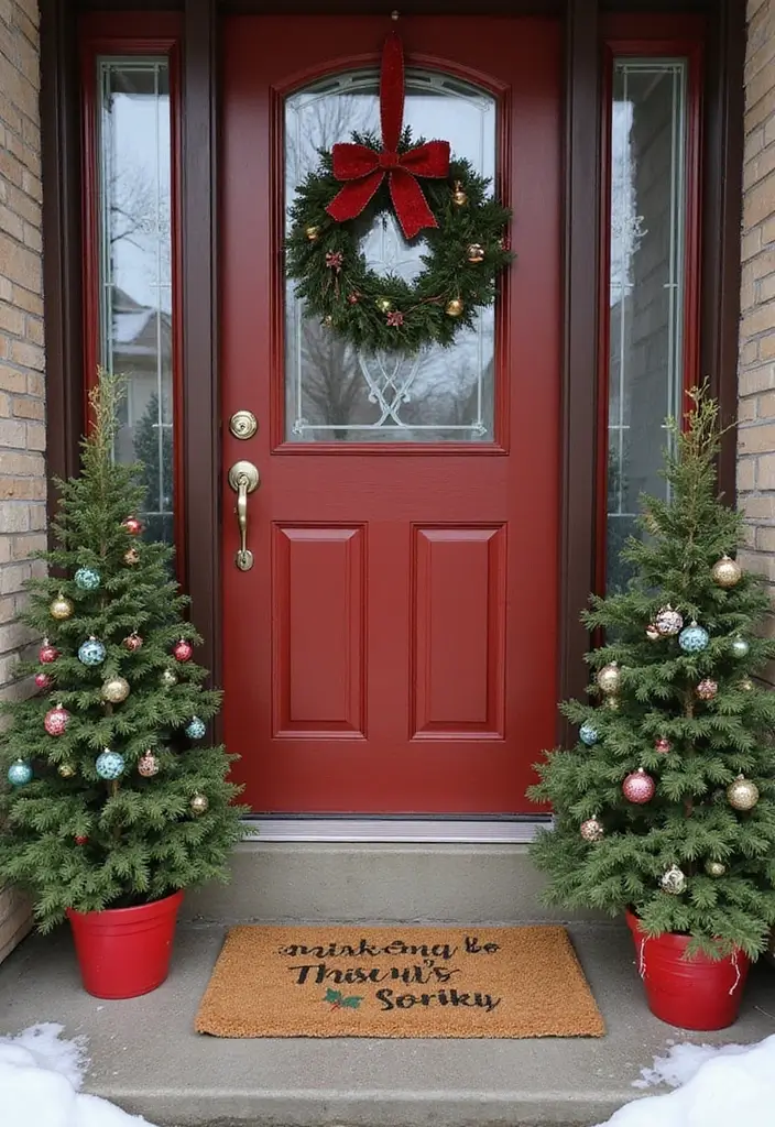 25 Front Door Christmas Decor Ideas DIY That Welcome Joy - 25. Holiday-Themed Door Mat
