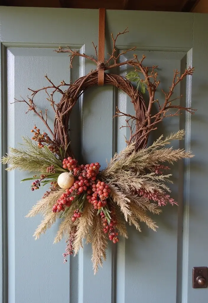 25 Front Door Christmas Decor Ideas DIY That Welcome Joy - 5. Natural Element Door Hanger