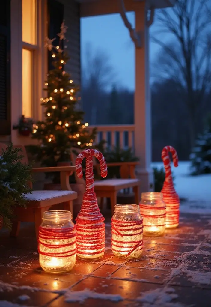 25 Front Door Christmas Decor Ideas DIY That Welcome Joy - 6. Candy Cane Lanterns
