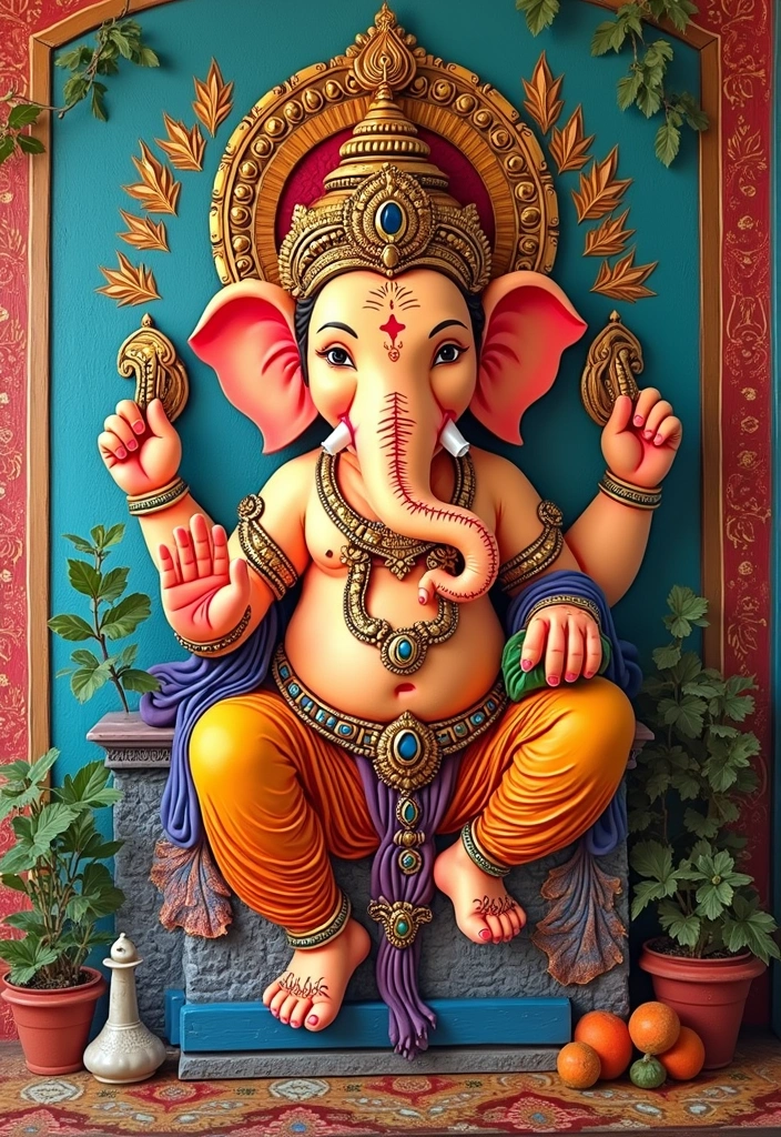 25 Ganesh Decoration Ideas Home Decor DIY for Festive Homes - 15. Hand-painted Wall Art