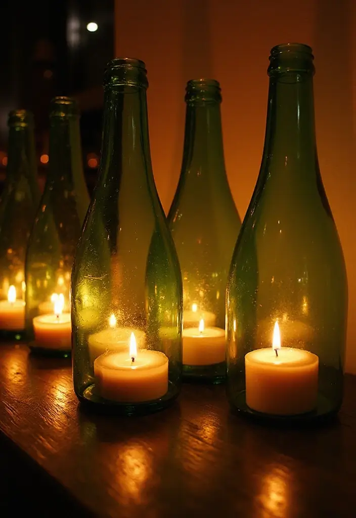 25 Ganesh Decoration Ideas Home Decor DIY for Festive Homes - 3. Recycled Bottle Candle Holders