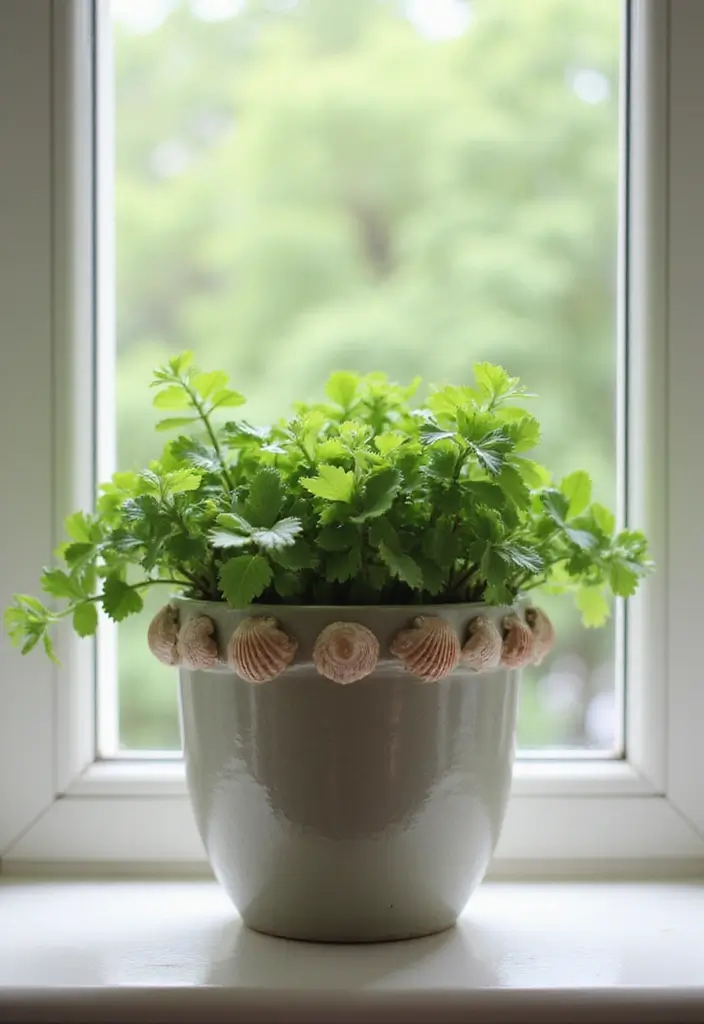 25 Sea Shells DIY Decor Craft Ideas for Coastal Homes - 10. Shell-Infused Planters