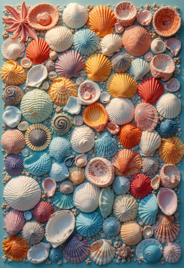 25 Sea Shells DIY Decor Craft Ideas for Coastal Homes - 14. Shell Mosaic Art