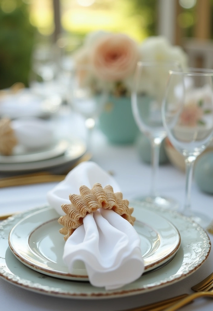 25 Sea Shells DIY Decor Craft Ideas for Coastal Homes - 15. Shells as Napkin Rings