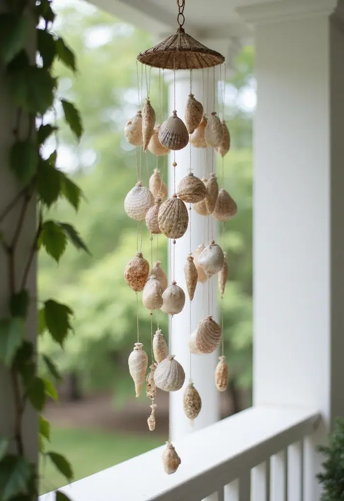 25 Sea Shells DIY Decor Craft Ideas for Coastal Homes - 8. Shell Wind Chimes