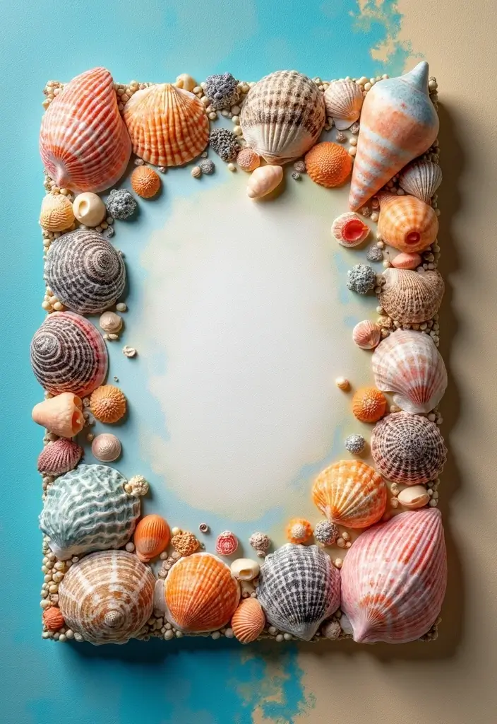 25 Sea Shells DIY Decor Craft Ideas for Coastal Homes - 9. Shell Art Canvas