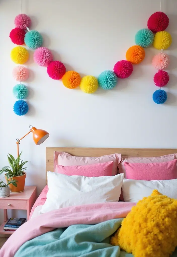 25 Simple DIY Room Decor for Teens That Are Cute and Creative - 7. DIY Pom-Pom Garland