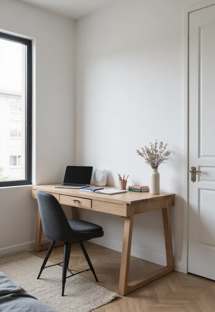 27 Bedroom Ideas for Small Rooms DIY Decor That Maximizes Space - 15. Minimalist Desk Space