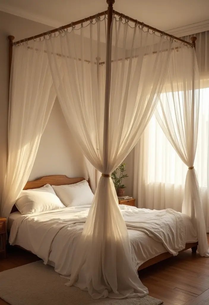 27 Bedroom Ideas for Small Rooms DIY Decor That Maximizes Space - 19. Chic Bed Canopy