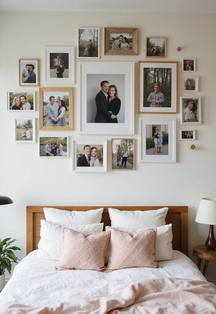 27 Bedroom Ideas for Small Rooms DIY Decor That Maximizes Space - 20. Personalized Photo Collage