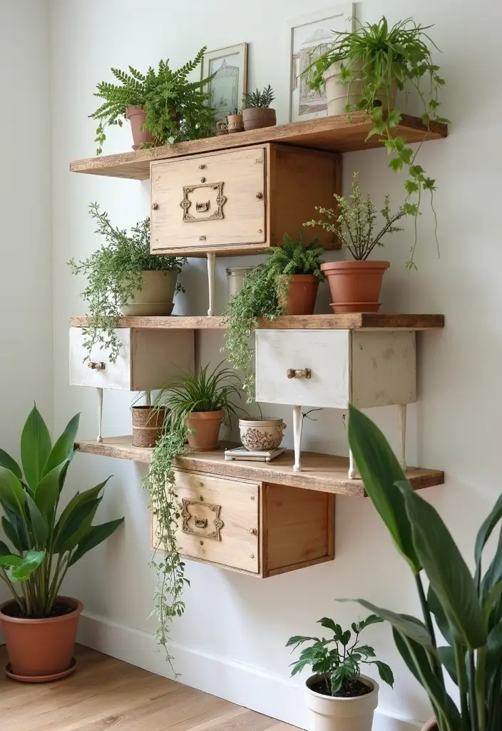 27 Bedroom Ideas for Small Rooms DIY Decor That Maximizes Space - 5. Repurposed Drawer Shelves