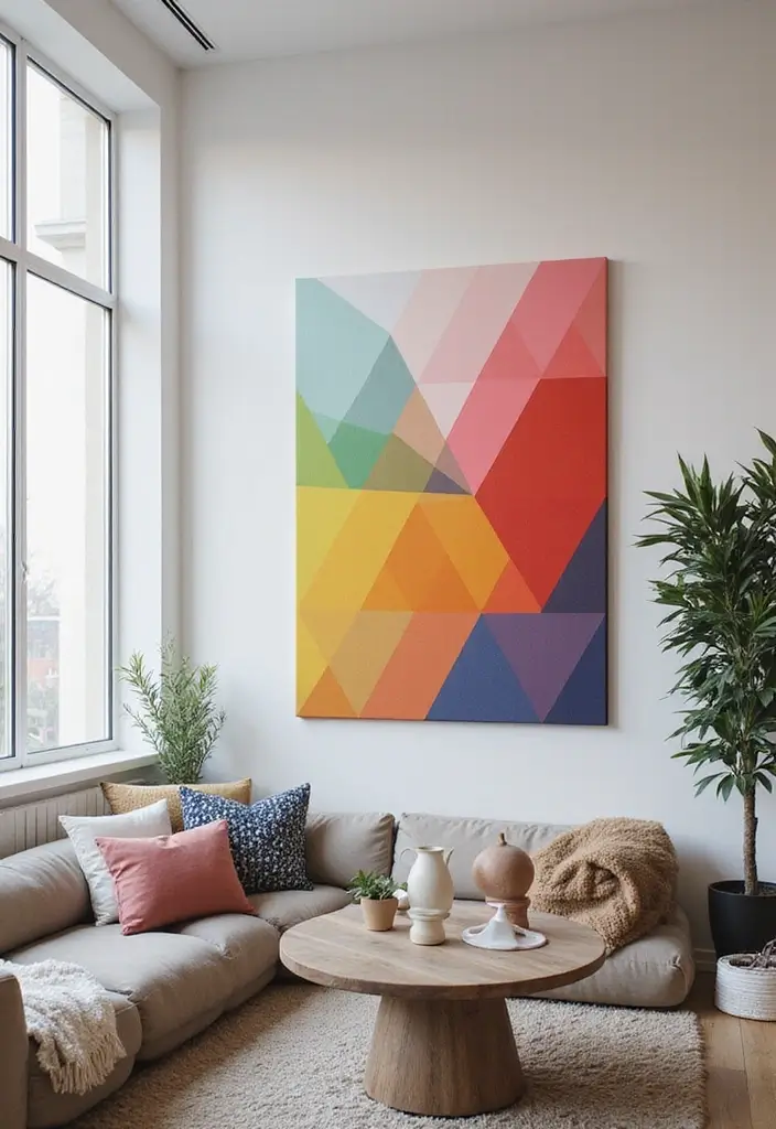 27 Canvas Painting Ideas for Living Room Wall Decor Easy DIY - 1. Bold Triangles