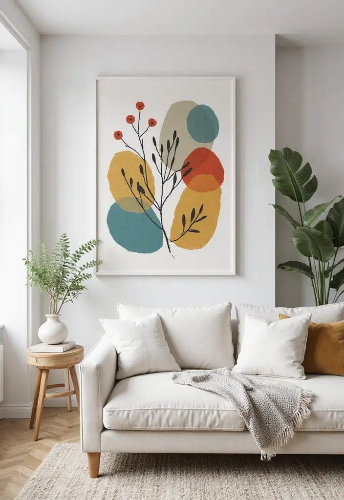 27 Canvas Painting Ideas for Living Room Wall Decor Easy DIY - 13. Nature-Inspired Shapes