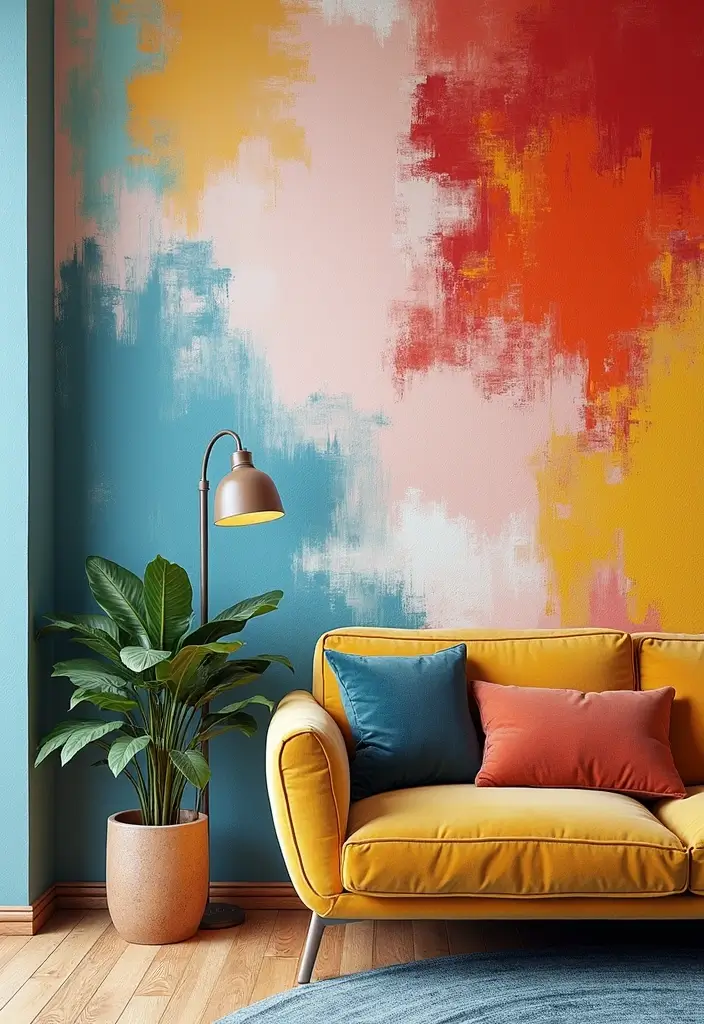27 Canvas Painting Ideas for Living Room Wall Decor Easy DIY - 14. Colorful Brush Strokes