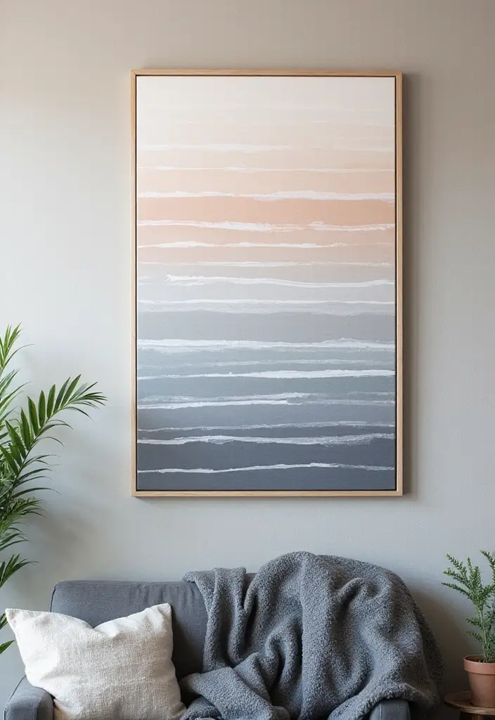 27 Canvas Painting Ideas for Living Room Wall Decor Easy DIY - 17. Gradient Stripes