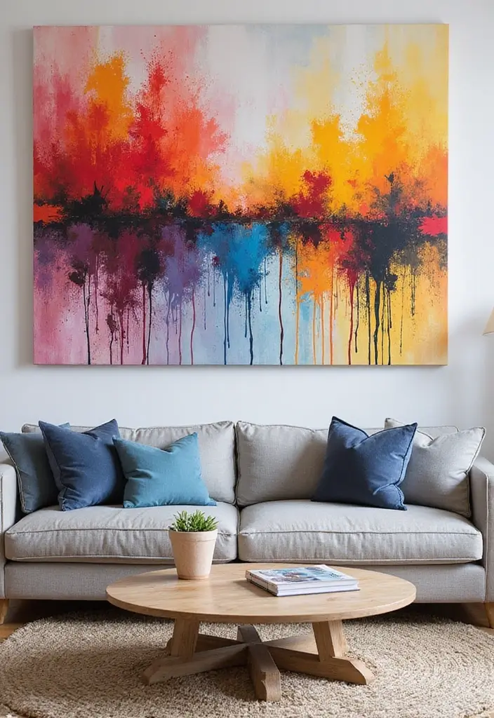 27 Canvas Painting Ideas for Living Room Wall Decor Easy DIY - 18. Drip Painting