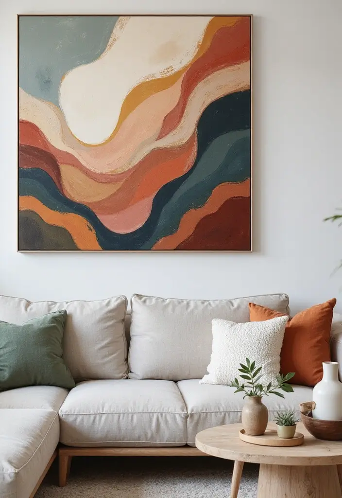 27 Canvas Painting Ideas for Living Room Wall Decor Easy DIY - 21. Organic Shapes