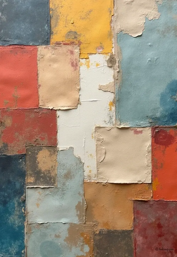 27 Canvas Painting Ideas for Living Room Wall Decor Easy DIY - 25. Ripped Paper Collage