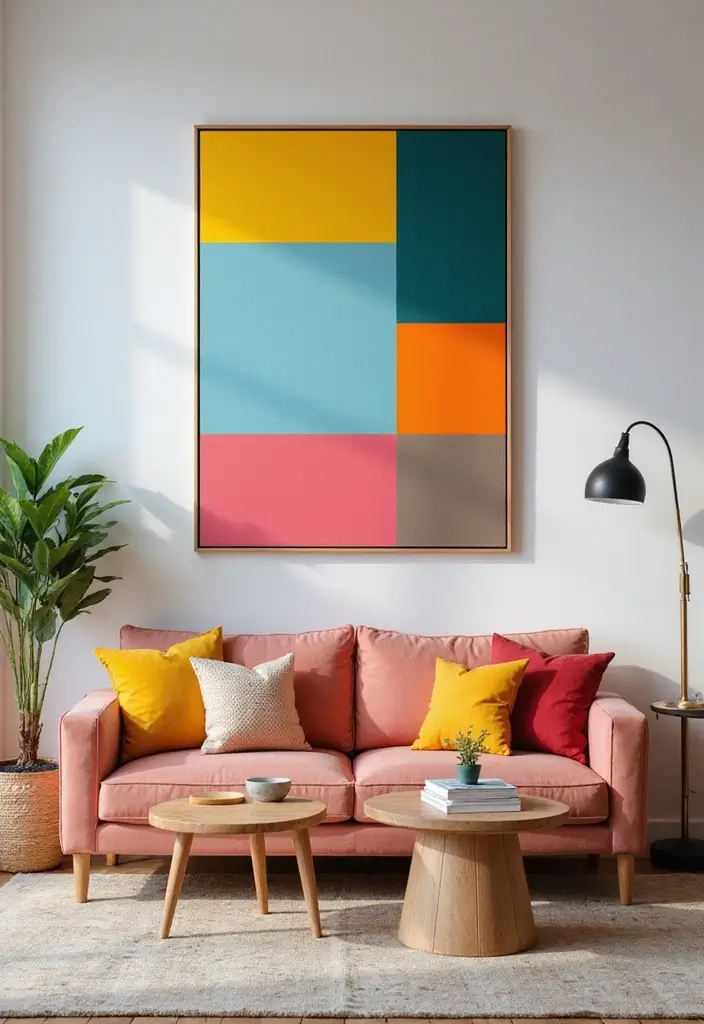 27 Canvas Painting Ideas for Living Room Wall Decor Easy DIY - 5. Color Block Canvas