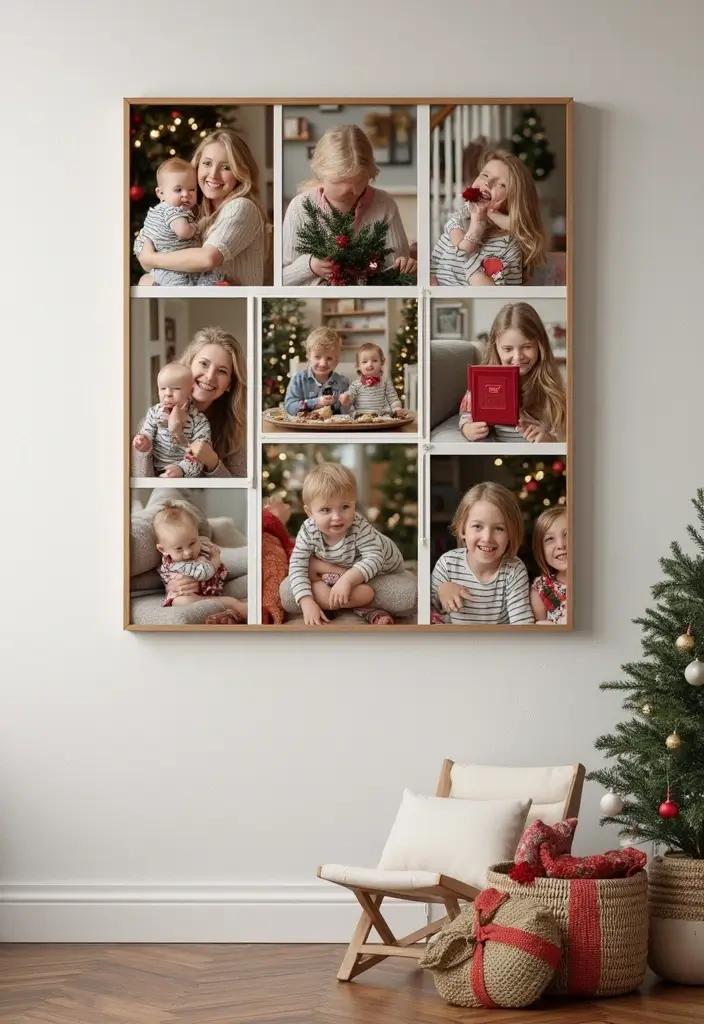 27 Christmas Wall Decor Ideas DIY Crafts to Spread Holiday Cheer - 12. Holiday-Themed Photo Collage