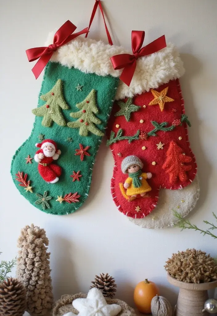 27 Christmas Wall Decor Ideas DIY Crafts to Spread Holiday Cheer - 16. Felt Mitten Wall Hanger