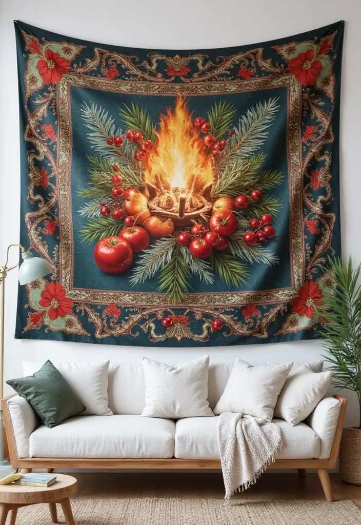 27 Christmas Wall Decor Ideas DIY Crafts to Spread Holiday Cheer - 20. Holiday Themed Wall Tapestry