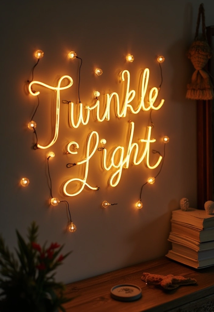 27 Christmas Wall Decor Ideas DIY Crafts to Spread Holiday Cheer - 23. Twinkle Light Wall Art