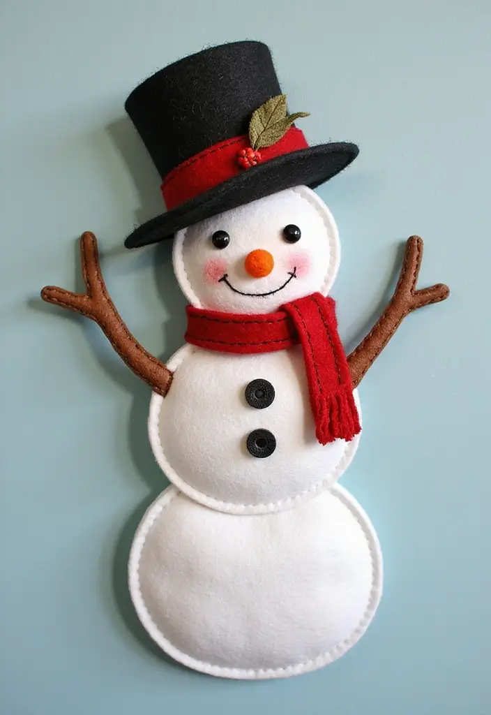 27 Christmas Wall Decor Ideas DIY Crafts to Spread Holiday Cheer - 24. Felt Snowman Wall Decor