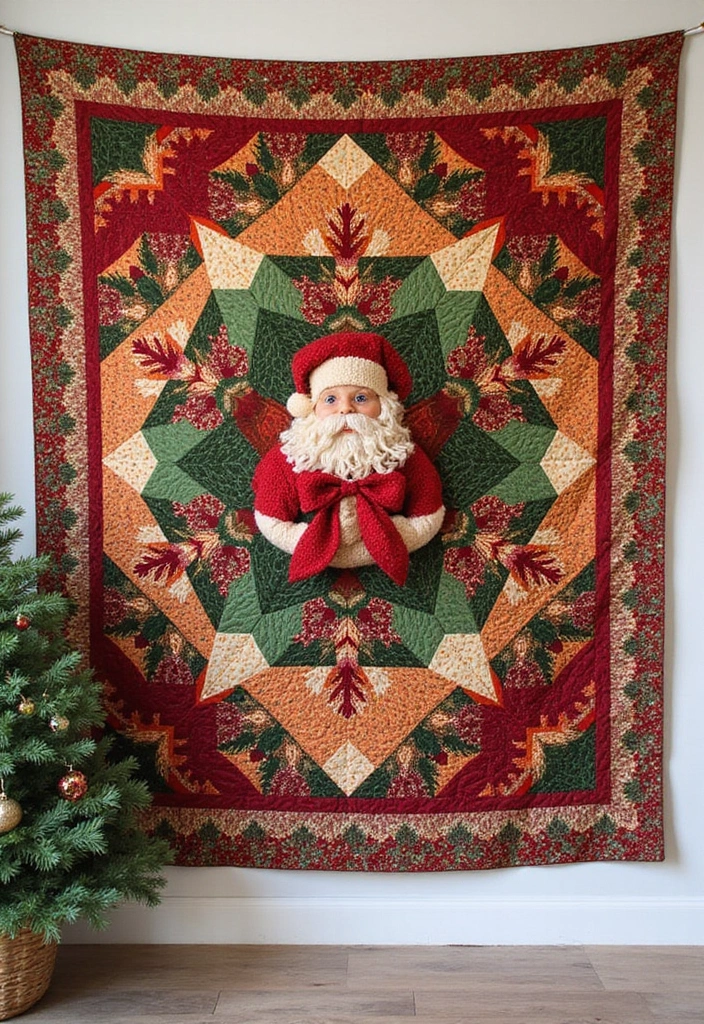 27 Christmas Wall Decor Ideas DIY Crafts to Spread Holiday Cheer - 25. Christmas Themed Quilt Wall Hanging