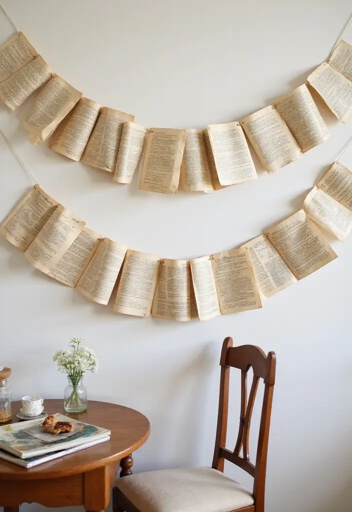 27 Christmas Wall Decor Ideas DIY Crafts to Spread Holiday Cheer - 26. Vintage Book Page Garland