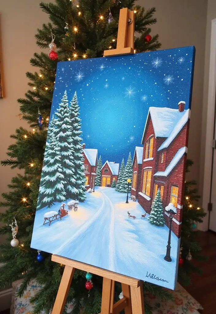 27 Christmas Wall Decor Ideas DIY Crafts to Spread Holiday Cheer - 3. Hand-Painted Canvas Art