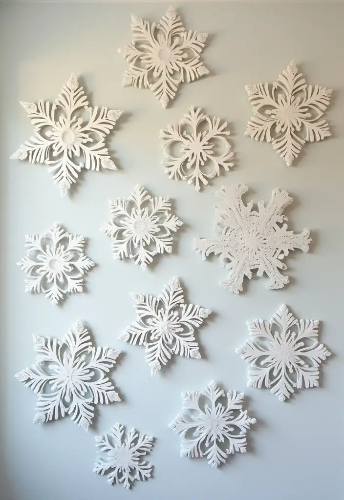 27 Christmas Wall Decor Ideas DIY Crafts to Spread Holiday Cheer - 8. Snowflake Wall Art from Recycled Paper